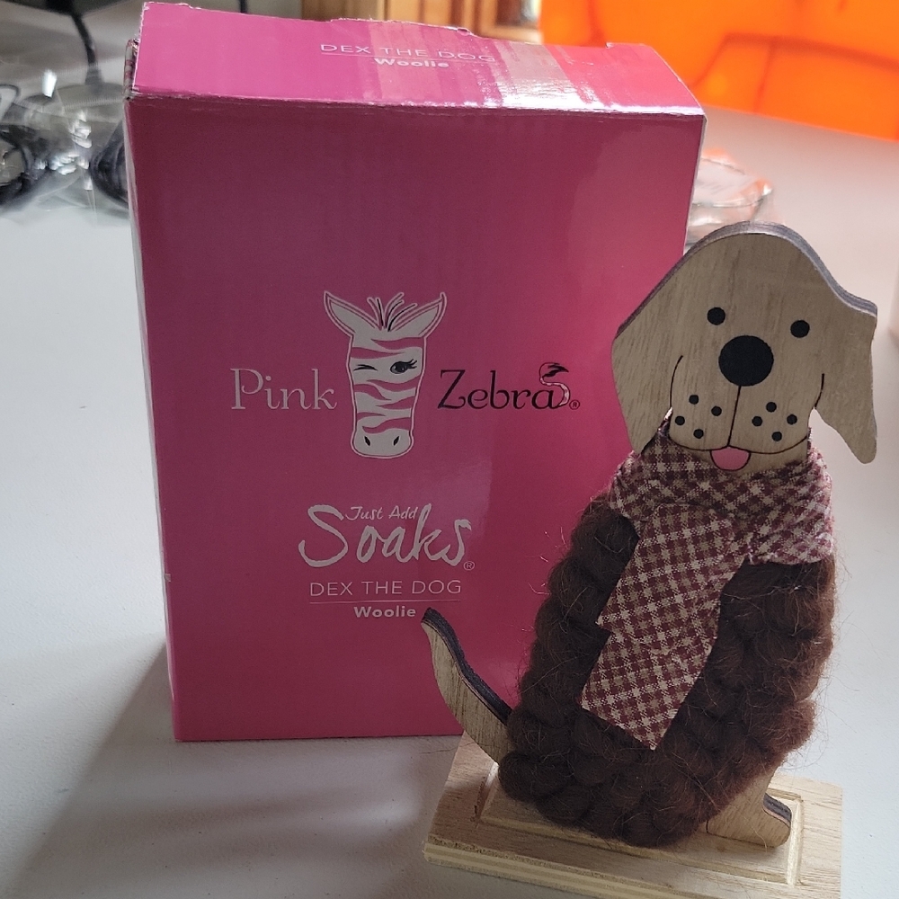 #4 Pink Zebra Dex the Dog Woolie Figurine